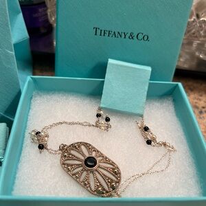 Tiffany & Co.925 Silver Ziegfeld Black Onyx Pearl Necklace